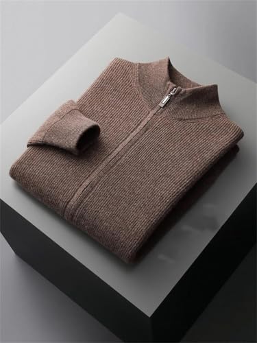 Men's 100 Percent Cashmere Zipper Cardigan Slim Fit Casual Knitted Sweater With Pockets2