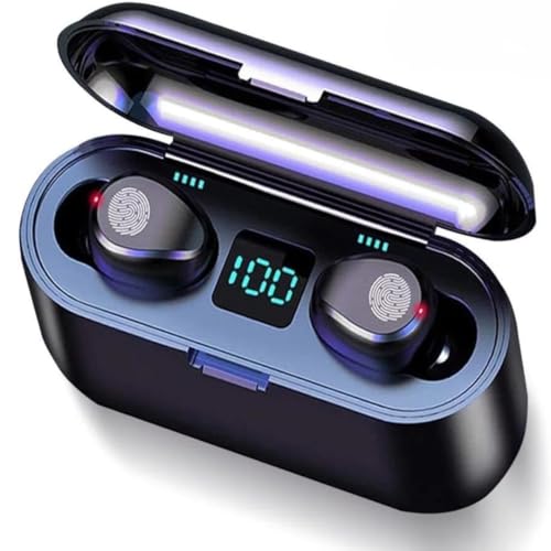 Wireless Headphones, Bluetooth 5.0 Wireless Earbuds 150H Playtime Deep Bass Hi-Fi Stereo Sound in-Ear Bluetooth Earphones with Mic, Waterproof, Smart LCD Digital Display Charging Case