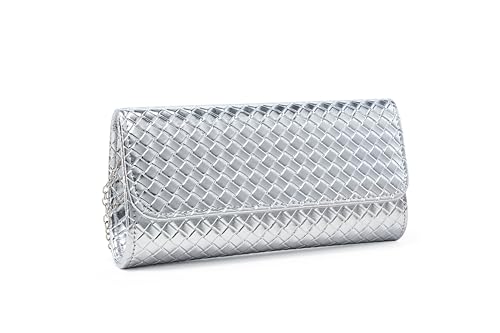 Image of Women's Woven Evening Bag Faux Leather Shoulder Handbag Fashion Crossbody Clutch Purse