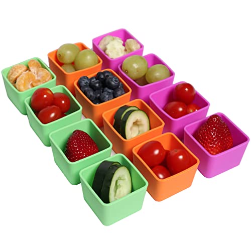 Square Silicone Lunch Box Dividers 12Pcs - Bento Box Divider 2"X2"X1.5" - Cupcake Baking Cups - Bento Box Accessories Meal Prep Containers #TOP9