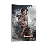 BMLYKP Lara Croft Poster Sexy Anime Uncensored Sexy Anime Figures +18 Uncensored Canvas Posters Wall Art Bedroom Office Room Decor Gift Ready to Hang Framed Frame-style 12x18inch(30x45cm)