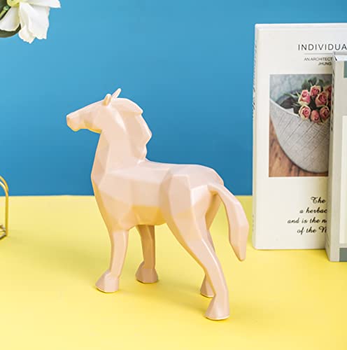 Pluschen Ceramic Pink Horse Collectible Figure Abstract Figure Geometric Surface Sculpture Horse Home Décor Animal Sculpture Decorative Pink Horse Statue #TOP1