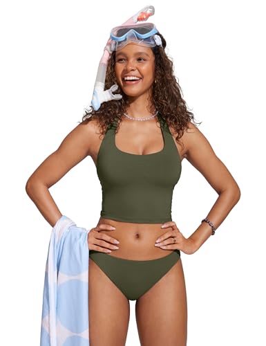 Image of CRZ YOGA Low Waisted Bikini Bottoms | Mid Cut Leg, Medium Bum Coverage, Full Lining, Swim, Bathing Suit Briefs for Women