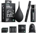 llano 7-in-1 Camera Lens Cleaning Kit with Cleaning Solution 60ml, Swab, Pen, Air Blower, Nano-Fiber Cloth, Wipes, Multifunctional Cleaning Kit for Computer PC MacBook iPhone Camera