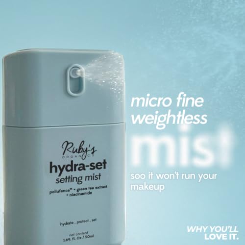 Image of Ruby's Organics Hydra-Set Setting Mist- 50 ml, Makeup Setting Spray with Niacinamide & Aloe Vera, Hydrating Long Lasting Fixer, Barrier Protection- Refreshing Face Mist for All Skin Types