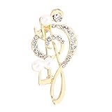 brustanhänger leder Material: Legierung + Strass Toporchid Brosche Musiknote Zirkon Brustabzeichen Brosche Pin Schmuck Dekoration (Gold Farbe)