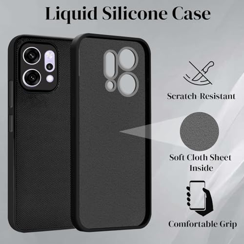 Image of Jkobi Back Cover Case for Oppo Reno14 Pro 5G | Oppo Reno 14 Pro 5G (Textured Grip Design | Micro-Fiber Cloth Inside | Slim and Light Weight | Soft Touch and Feel | Black)
