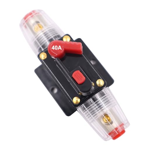 SPTSSWET KFZ Sicherungshalter 40A Inline-Leistungsschalter Reset-Sicherung 12V-24V DC für den Schutz Car Audio Solar Inverter Systemschutz von Automobil Marineboot Audiosystemen