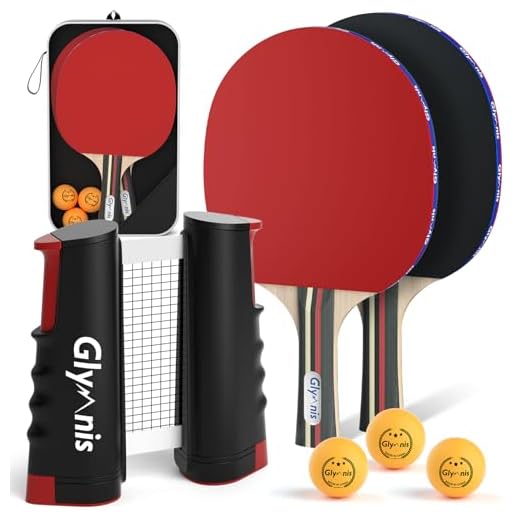 Glymnis Set da Ping Pong,Ping Pong Set da Tavolo Portatile con Rete da Ping Pong Retrattile,Racchette da Ping Pong,Palline da Ping Pong a 3 Stelle e Borsa per Riporre,Per principianti,professionisti