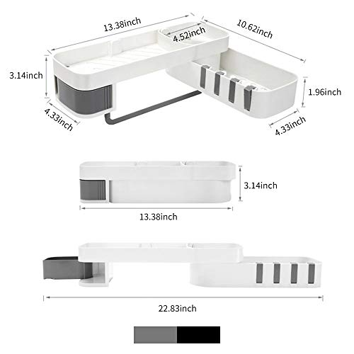 Honorall Prateleira de canto do banheiro Sem perfuração Suporte de rack de armazenamento de parede A