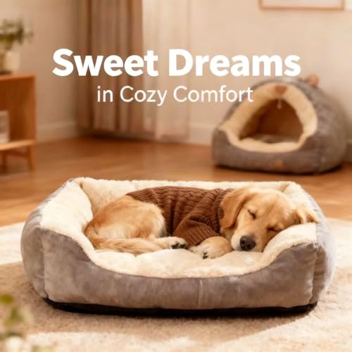 Image of Small /Medium Dog Sweater, Warm Dog Winter Coat w /Sleeves, Comfortable High Neck Premium Dog Clothes for Golden Retriever-Best for Holidays, Daily Walks XXL Brown