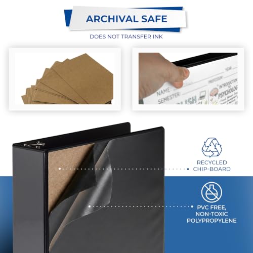 Image of Samsill 3 Inch 3 Ring Binders, Economy Round Ring, Clear View Cover, 550 Sheet Capacity - for School, Home, Office - Black, 4 Pack