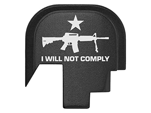 NDZ Performance Slide Cover Back Plate for Smith & Wesson M&P Shield, M2.0, Shield Plus 9mm .40 S&W, Made in The USA, Laser Engraved Aluminum in Black - I Will Not Comply Rifle with Star