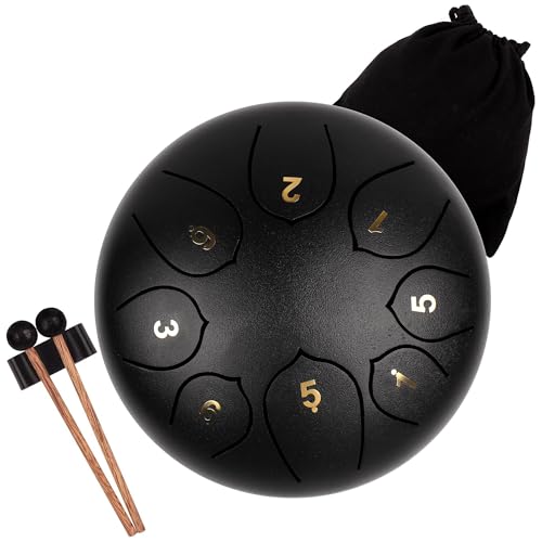 LOMUTY Stahlzungentrommel, 6 Zoll 15 cm Steel Tongue Drum, C-Dur 8 Noten, Handtrommel HandPan Drum...