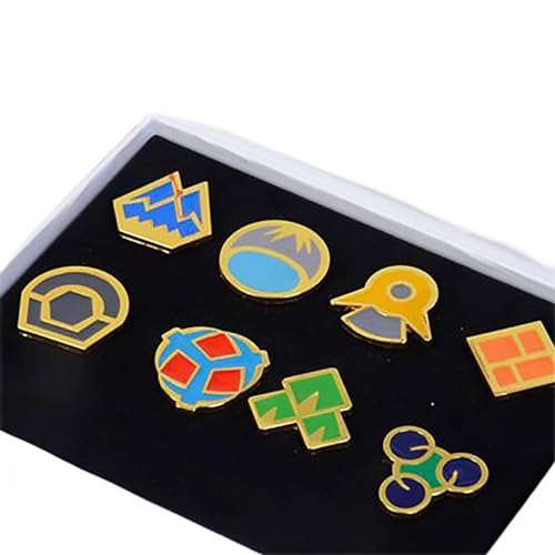 YUANstore Aplicável à caixa de coleção de crachás da geração 1 a 6, conjunto de 8 peças, presente para meninos e meninas, metal, não é uma pedra preciosa, Metal, Sem Pedra Preciosa