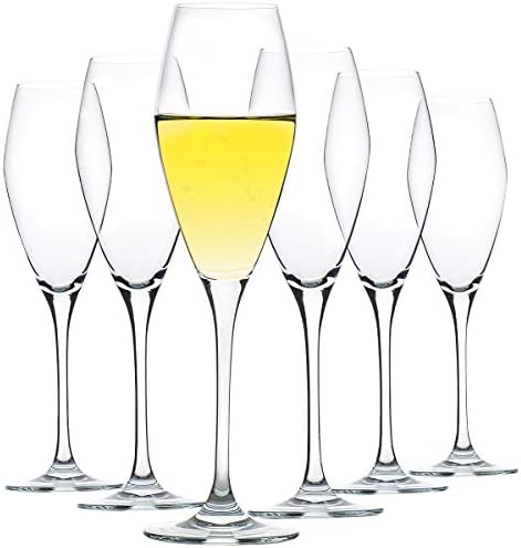 FAWLES Champagne Flutes Set of 6, Crystal Glass, 9 oz Champagne Glasses, Prosecco Sparkling Wine Glasses Set