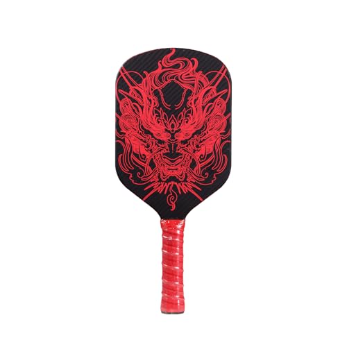 TADHG Red Dragon 3K Carbon Fiber Pro Pickleball Paddle Lightweight Edge-Free Paddle with T700 Core PP Honeycomb Spin-Optimized Face and Anti-Slip Grip Ideal for Intermediate to Advanced Players