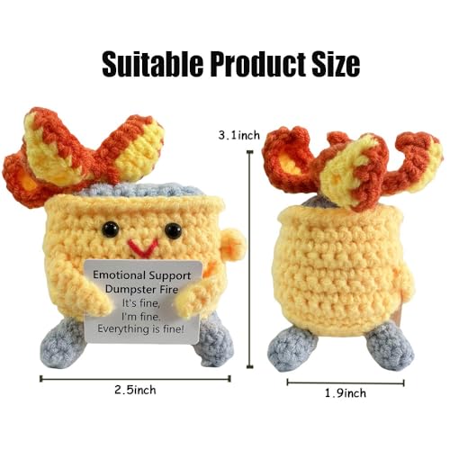 Image of RovyFota Handmade Crochet Dumpster Fire Plush - Stress Relief Amigurumi for Adults & Teens, Funny Desk Decor, Emotional Support Gift for Coworkers, College Students, Roommates (Yellow)