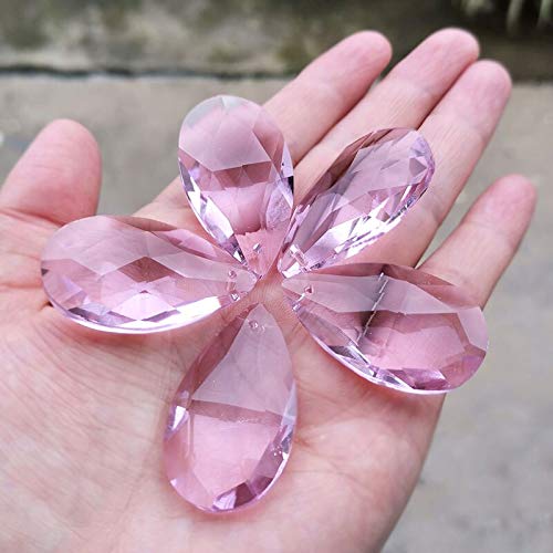 Chandelier Crytal 10pcs Crystal Prism Suncatcher Tear Drop Chandelier Parts 38mm Hanging Pendant Beads Garland Home Wedding Decor Ornament - (Color: pink/Size: 38mm 10pcs)
