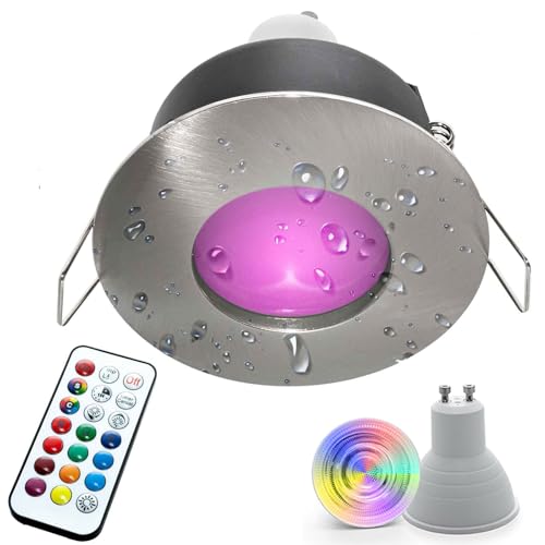 Planetitaly Faretto led box doccia 6W bagno turco cromoterapia IP65 GU10 lampada RGBW 6000K