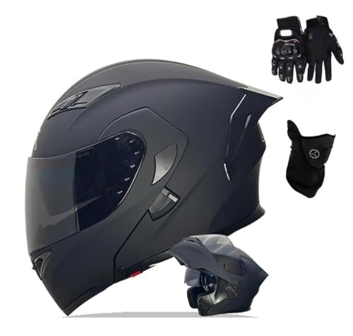 Casco de Moto Modular, con Doble Visera Cascos de Motocicleta, Casco Integral ECE Homologado, para Mujeres y Hombres(C10,XXL(61~62CM))
