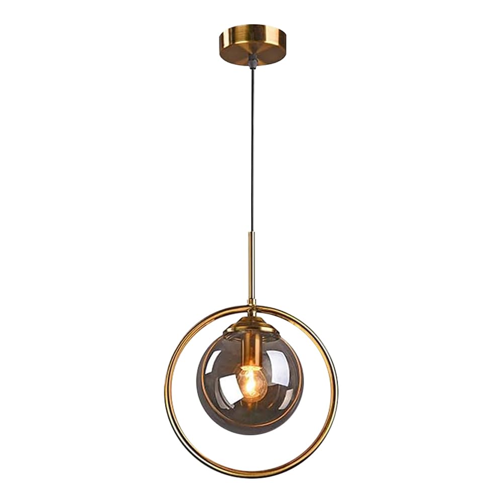 KXKLGWHN E14 Screw Glass Chandelier, Nordic Industrial Style Pendant Lamp, Creative Circular Hanging Light, Bedroom Corridor Dining Room Decorative Lighting Fixtures
