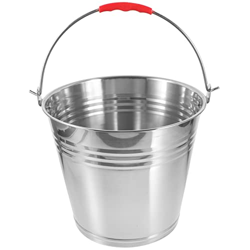 Mikikit Horse Feed Bucket Buckets Stainless Steel Goat Feeder Horse Feeder Metal Stainless Steel