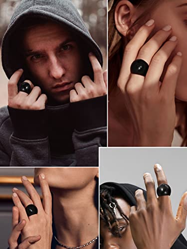 Mens Dome Ring Size 12 Black Large Chunky Rings, Thick Bold Ring Stainless Steel Band Statement Chunky Womens Rings #TOP1