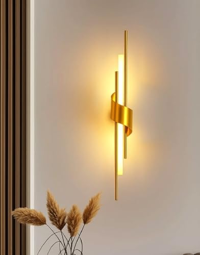 Image of Groeien 12w Modern LED Long Wall Sconce Gold Spiral Beam Acylic Wall Light for Bedroom Living Room Corridor Lighting Fixtures Wall Mount(Spiral Beam, 1)