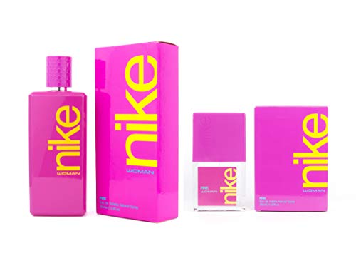 NIKE - Pink Promoción 100 ml + 30 ml, Colonia Mujer, Pack 2 Productos, Perfume Formato Spray, Eau de Toilette Natural y Femenina, Aroma Floral Afrutado, Fragancia Fresca