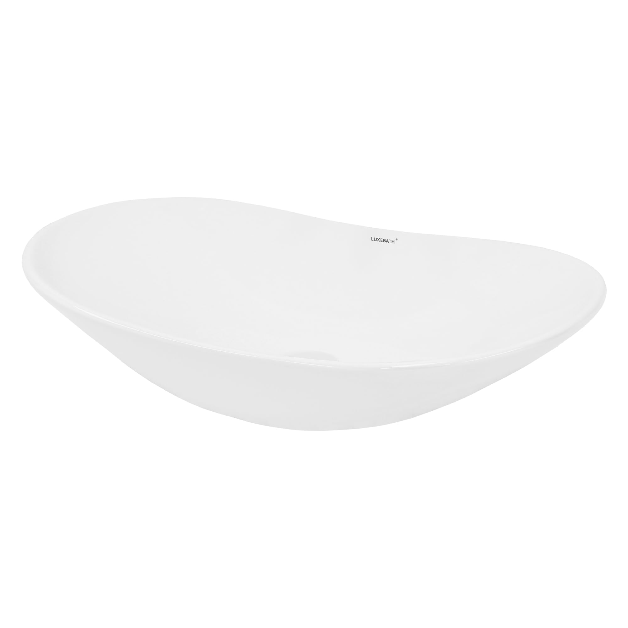 LuxeBath Waschbecken Keramik 640x365x130 mm oval Weiß mit Ablaufgarnitur Weiß, Kieselstein Form, Aufsatzwaschbecken für Badezimmer/Gäste-WC, Modernes Aufsatzbecken, Waschtisch Waschschale Waschplatz