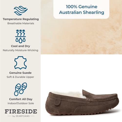 Fireside by Dearfoams Pantufa masculina Melbourne Shearling Mocassim, Café, 13 Wide