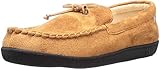 isotoner Microsuede Moccasin Whipstitch Slippers, Buckskin, Large