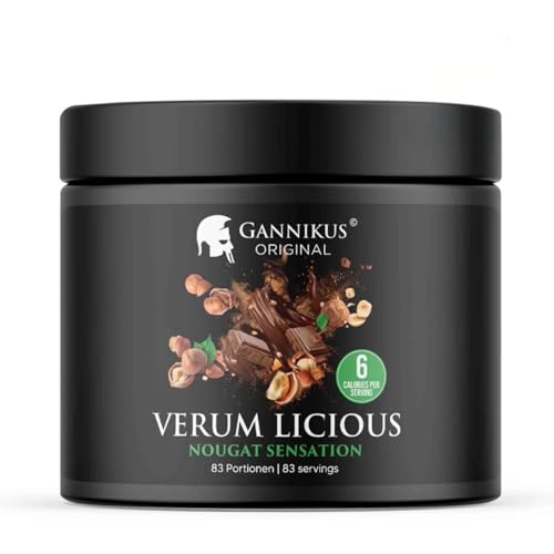 Gannikus VERUM LICIOUS Geschmackspulver - 250g Nougat Sensation - Veganes Flavour Pulver Fast ohne Kalorien und Zucker - Flavor Powder