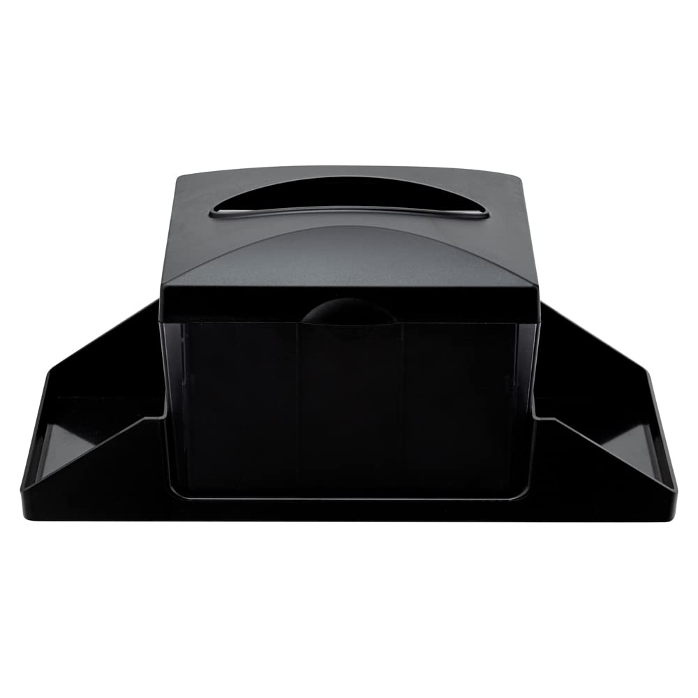 Restaurantware Organizador de condimentos de plástico negro/dispensador de servilletas interplegables, 7 x 6 1/2 pulgadas, 1 caja