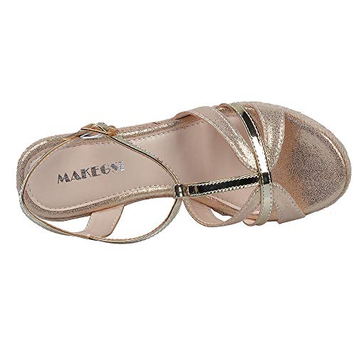 Women's Graceful Wedge Heel Sandals Open Toe T-strap Heels3