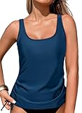 Aleumdr Womens Tankini Tops Swimwear Top Only Tummy Control Swimsuit Top Modest Drawstring Swim Tank Top Sail Blue X-Large