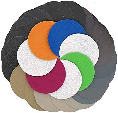 Naitesi Store 30pcs 150mm /6" Inch Grit 320/400/600/800/1000/1500 Water Dry Sanding Discs Hook Loop Sandpaper Round Sandpaper Disk Sand Sheet