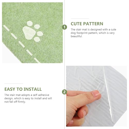Alfombrillas para escaleras antideslizantes verdes en pack de 3 piezas de fieltro 4