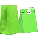 40CT Biodegradable, Food Safe Ink & Paper, Premium Quality Paper (Thicker), Paper Bag, Kraft Paper Sack, Goody Bags, Treat Sacks, Perfect for Party Filled with Small Favors (Medium, Lime Green)