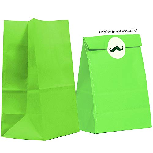 40CT Biodegradable, Food Safe Ink & Paper, Premium Quality Paper (Thicker), Paper Bag, Kraft Paper Sack, Goody Bags, Treat Sacks, Perfect for Party Filled with Small Favors (Medium, Lime Green)