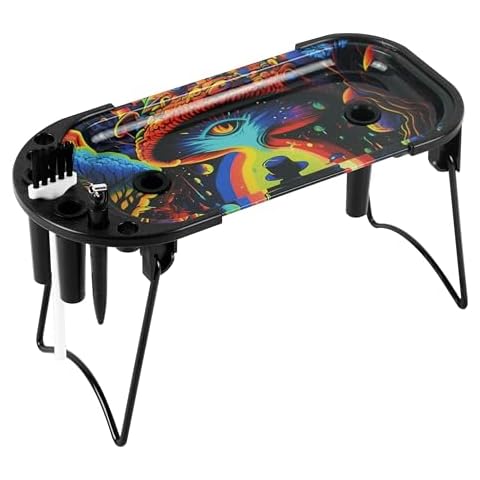 Metal Rolling Tray with Cone Loader for King Size & 1 1/4 Size Pre Rolled Cones, Cone Loader, Pre Roll Machine, Includes Foldable Stand, Filler Funnel, Brush & Placement Tool Cover