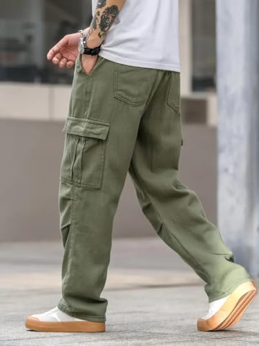 Image of Q - RIOUS Cotton Casual Cargo Pants for Men - Multi-Pocket Style