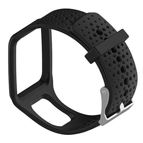 MOTONG Replacement Band For TomTom Silicone Repalcement Band For TomTom Multi-Sport GPS Watch,TomTom Multi-Sport + HRM,TomTom Multi-Sport Cardio Watch And More (Silicone Black)