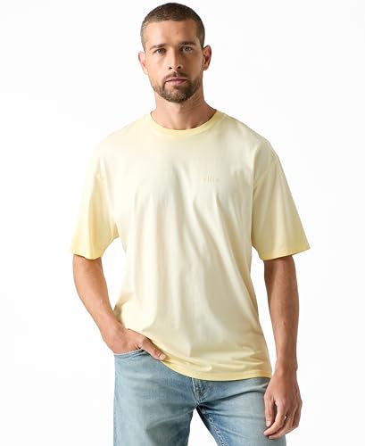 Image of Guess Men's Eco Short Sleeve Basic Logo Tee, Iced Lemon Multi, XXL
