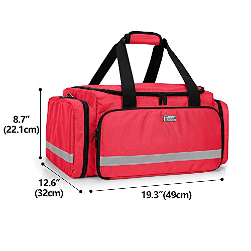 Trunab First Responder Bag Empty, Professional Medical Supplies Bag First Aid Kits Bag With Inner Dividers For Home Health Nurse, Community Care, Emt, Ems, Bag Only, Red - Patented Design #TOP5