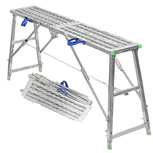 Scala Pieghevole Multiuso Tipo Torre ponteggio, Attrezzatura Portatile per la Pulizia di Decorazioni e Lavaggio Veicoli, capacità di carico di 880 libbre, 140 cm