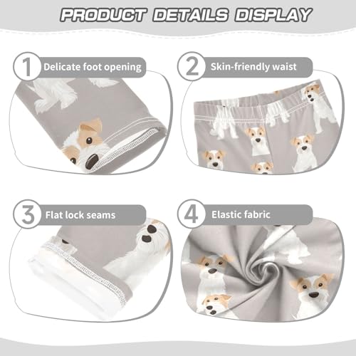 White Dog Girls Leggings,Workout Leggings for Girls Toddler Athletic Legging Size for 3-10T3