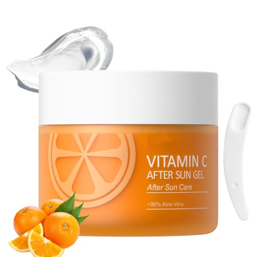 Gel Après-Soleil à La Vitamine C, Gel Après-Soleil Apaisant Et Hydratant Avec Aloe, Gels Apaisante Aprés-Soléil Visage & Corps, After Sun Gél, Hydrate, Adoucit La Peau, Essentiels D'été, Transparent
