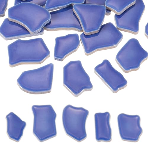 PATIKIL 500g/1.1LB Piastrelle Mosaico Ceramiche Irregolari, 0.79"-1.57" Frammenti Porcellana Smaltata Pezzi Pietre Mosaico All'ingrosso Per DIY Artigianato Vasi Decorazione Casa, Blu Scuro